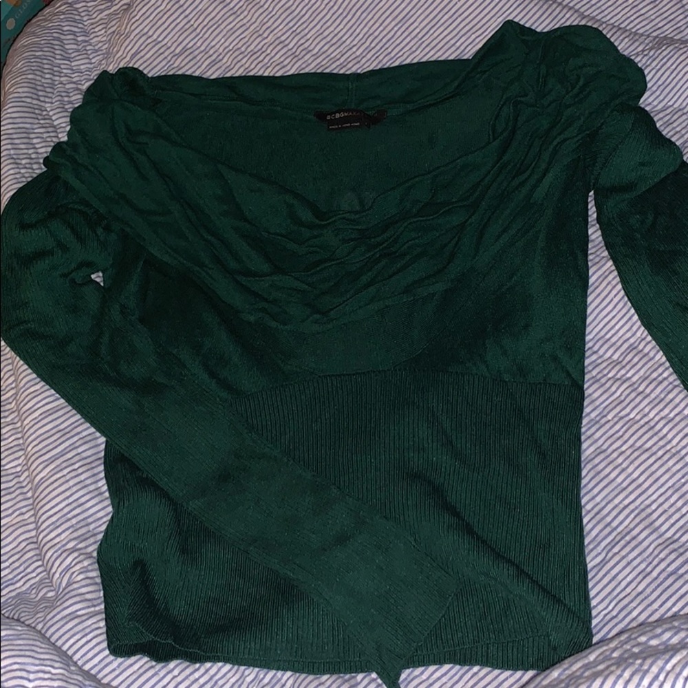 BCBG Max Azaria Emerald Green Cowl Neck top